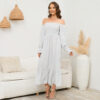 Long-sleeved Chiffon Dress With A Small Floral Print