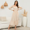 Long-sleeved Chiffon Dress With A Small Floral Print