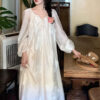 Embroidered Waist-Cinching Lace-Up Dress For Women