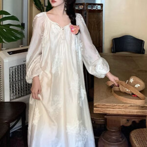 Embroidered Waist-Cinching Lace-Up Dress For Women
