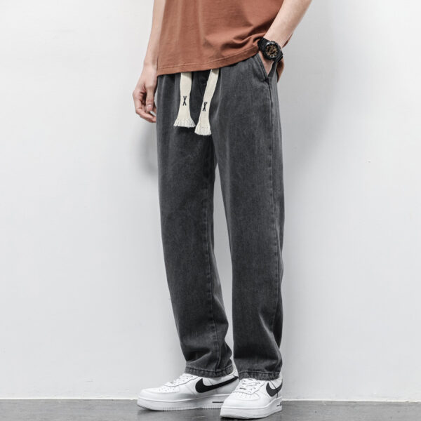 0f3adc52-a1af-4081-9d5c-205ad0d883f5.jpg Summer Loose Wide Leg Jeans Pants Men Fashion Drawstring Elasticated Straight Trousers