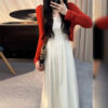 French-style Figure-flattering White Slip Dress