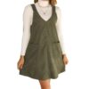 New Trendy Fashion Commuter Casual Slim V-Neck Pocket Solid Color Corduroy Suspender Dress Women's Clothing