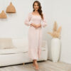 Long-sleeved Chiffon Dress With A Small Floral Print