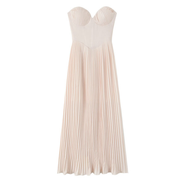 European And American-style Pleated Waist-cinching Tube Top Dress For Summer
