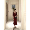 V-neck Long-sleeve Figure-flattering Fishtail Dress For Women