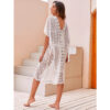 Sexy Hollowed-Out Lace-Panel Beach Cover-Up With Water-Soluble Lace For Sun Protection