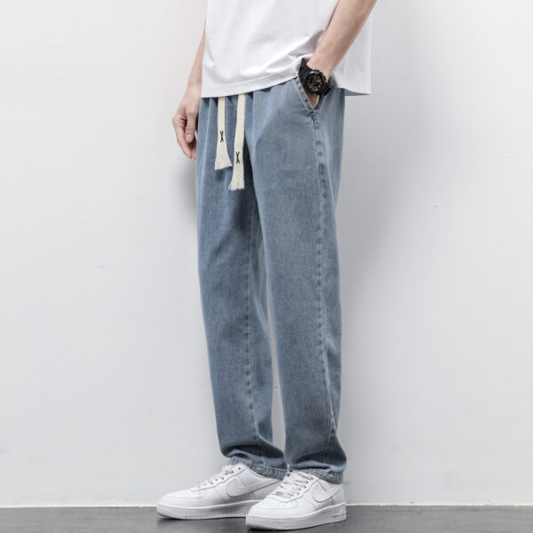 2f7d836f-1741-4fa5-a75a-019e34ee7b96.jpg Summer Loose Wide Leg Jeans Pants Men Fashion Drawstring Elasticated Straight Trousers