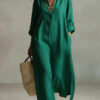 New Spring Summer Solid Color Casual Long-sleeve Shirt Dress With A Collar, French-style From Europe And America