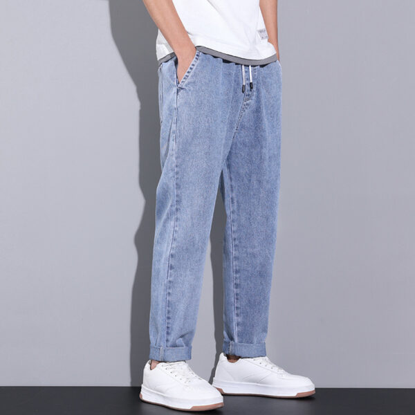 3dc4f753-1cad-4e4d-becf-c19557083e3b.jpg Summer Loose Wide Leg Jeans Pants Men Fashion Drawstring Elasticated Straight Trousers