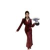 V-neck Long-sleeve Figure-flattering Fishtail Dress For Women