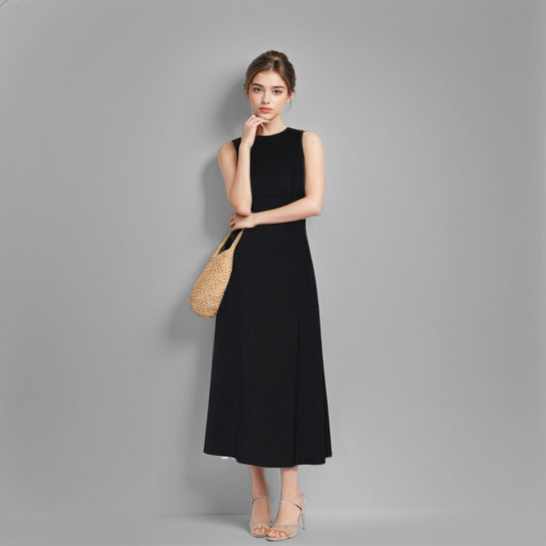 Black Slim-fit Knitted Vest Dress