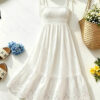 Womens Solid-color Embroidered Ruched Strap Maxi Dress