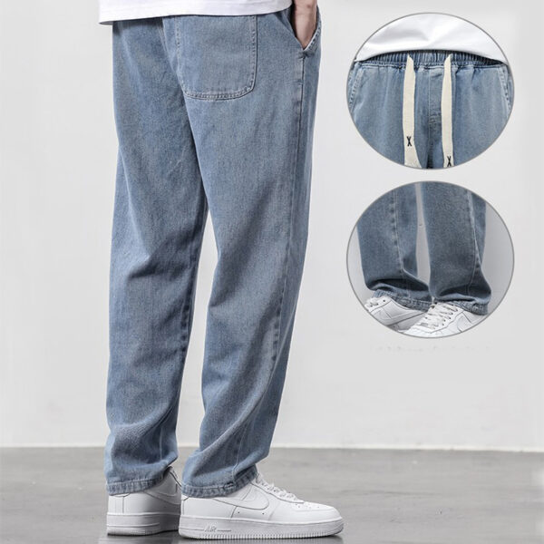 577c4324-0931-430e-b662-975d637a1e76.jpg Summer Loose Wide Leg Jeans Pants Men Fashion Drawstring Elasticated Straight Trousers
