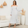 Long-sleeved Chiffon Dress With A Small Floral Print