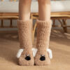 Cute Cartoon Dog Floor Socks Winter Warm Non-slip Plush Socks For Women