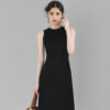 Black Slim-fit Knitted Vest Dress