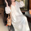 Embroidered Waist-Cinching Lace-Up Dress For Women
