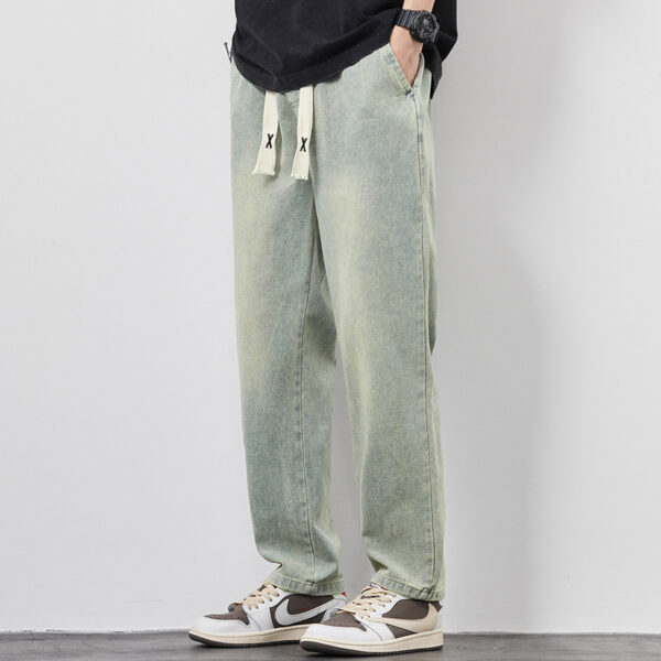 7dc5dfdc-12f1-44c5-8ede-608c86f0af03.jpg Summer Loose Wide Leg Jeans Pants Men Fashion Drawstring Elasticated Straight Trousers