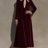 Womens Autumn Winter Arrival French-Style Retro Velvet Long-Sleeve Dress