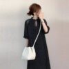 Womens Polka-dot Round-neck Short-sleeve Dress