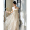 Strapless Sleeveless Long Dress Womens High-waisted Evening Gown Light Beige Evening Skirt