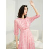 Fitted-waist Silk Dress For Women Silk Floral Print Vacation Style Fairy Tea Length Skirt
