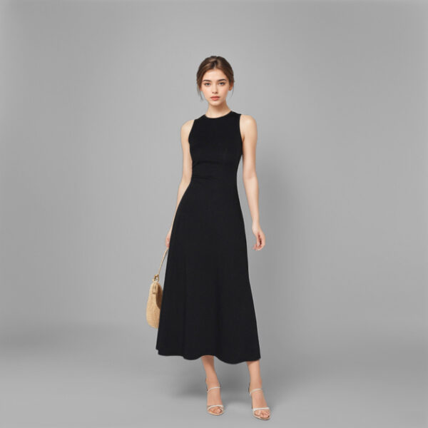 Black Slim-fit Knitted Vest Dress
