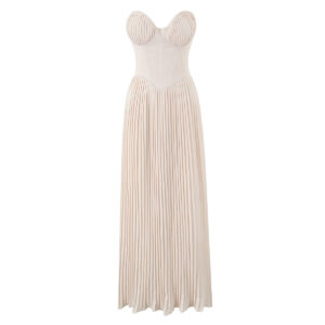 European And American-style Pleated Waist-cinching Tube Top Dress For Summer