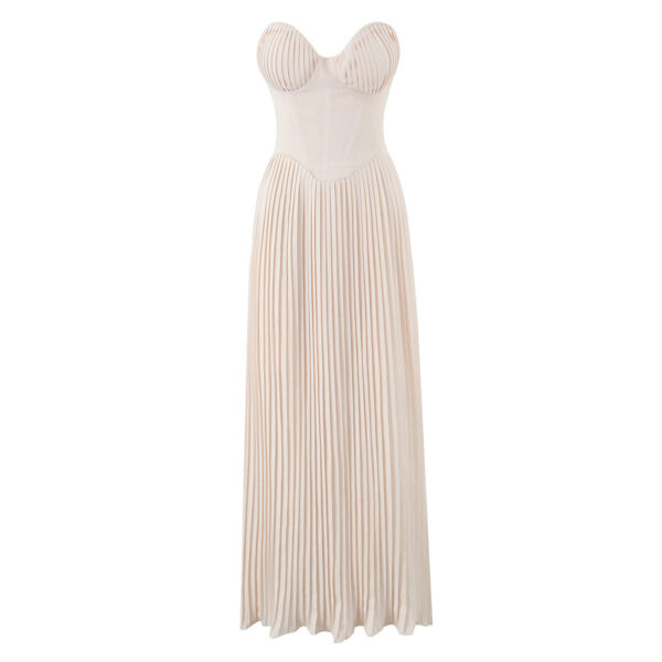 European And American-style Pleated Waist-cinching Tube Top Dress For Summer