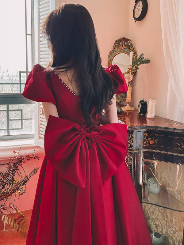 ce17f0c2-da18-4ac5-a11c-8fcb9c25e16c.jpg Winter Wine Red Engagement Daily French Princess On The Run Satin Dress