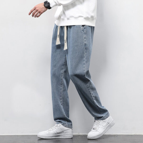 d98f3bf8-76dd-48db-be31-2753211377ec.jpg Summer Loose Wide Leg Jeans Pants Men Fashion Drawstring Elasticated Straight Trousers