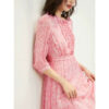 Fitted-waist Silk Dress For Women Silk Floral Print Vacation Style Fairy Tea Length Skirt
