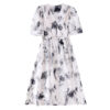 Womens Lace-Up Printed A-Line Silk Dress