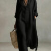 New Spring Summer Solid Color Casual Long-sleeve Shirt Dress With A Collar, French-style From Europe And America
