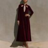 Womens Autumn Winter Arrival French-Style Retro Velvet Long-Sleeve Dress