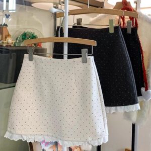 Sweet-style Lace-panelled Skirt Womens Short Skirt