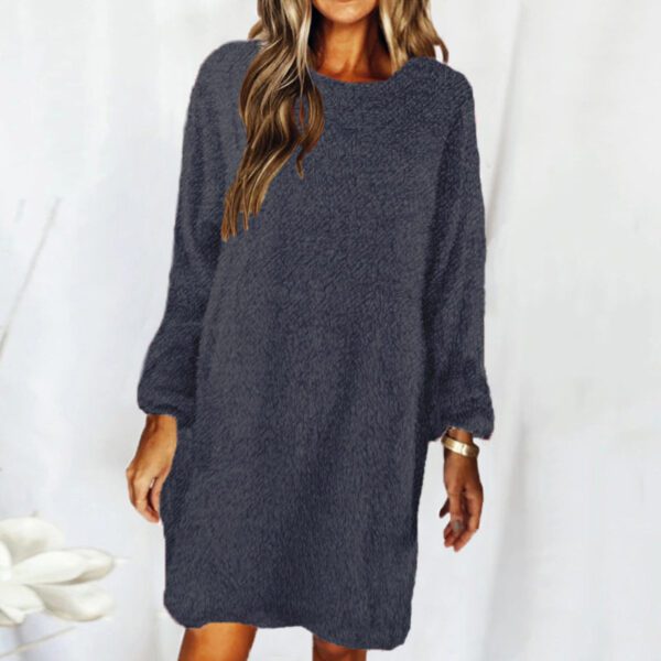 New Style Loose Long-sleeved Plush Sweater Dress