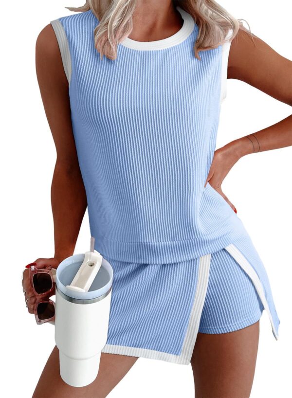 2026 European And American Cross-Border Women's Clothing, New Summer Fashion Casual Set, Striped Short-Sleeve T-Shirt And Three-Quarter Pants Two-Piece Set
