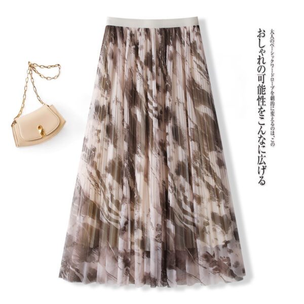 02eb61f1-25c6-48da-a544-6a6c1bc470e5.jpg Women's Casual Ink-print Pleated Skirt