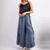 03355c90-6552-485f-b0e6-2acfa4974069_water.jpeg Womens Washed Cotton Denim Flared Pants With Ruffled Hem