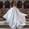 European And American-style Deep V-neck Strap Satin Light Wedding Dress