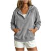 2026 Autumn New Style European Women's Dressy Corduroy Hooded Sweatshirt With Half-Closed Button And Drawstring Loose Top For Women