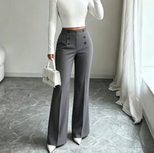 0454bf5b-f89b-4fd9-9466-8abca4f12c83.jpg Women High Waist Double Button Flared Suit Pants