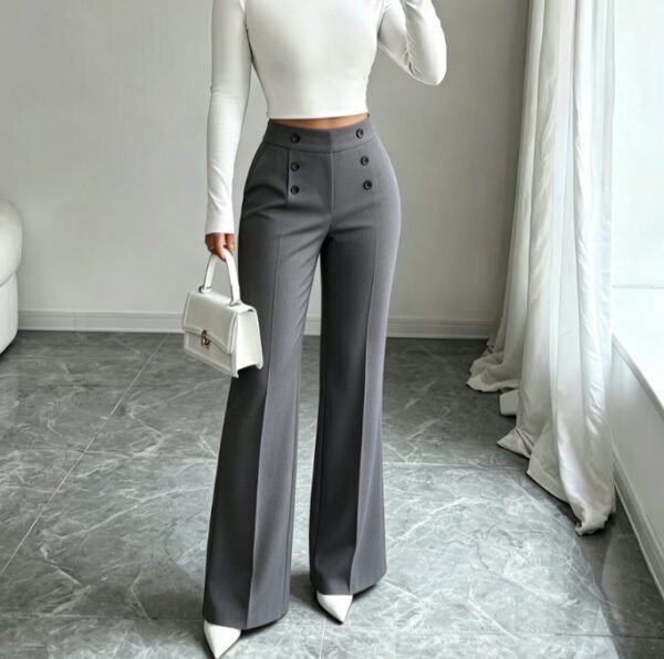 0454bf5b-f89b-4fd9-9466-8abca4f12c83.jpg Women High Waist Double Button Flared Suit Pants