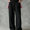 European And American Cross-Border Amazon Independent Site New Women's Solid Color Wide-Leg High-Waisted Loose Drawstring Casual Pants