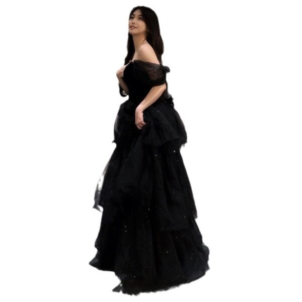 0590cd9d-03be-408f-bcb6-5666ba0d93ca.jpg Black Evening Dress Light Luxury Minority French Style Pettiskirt