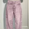 Ins Shiny Straight Jeans With Pockets Fashion Loose Wide-leg Pants For Women Street-style Trousers