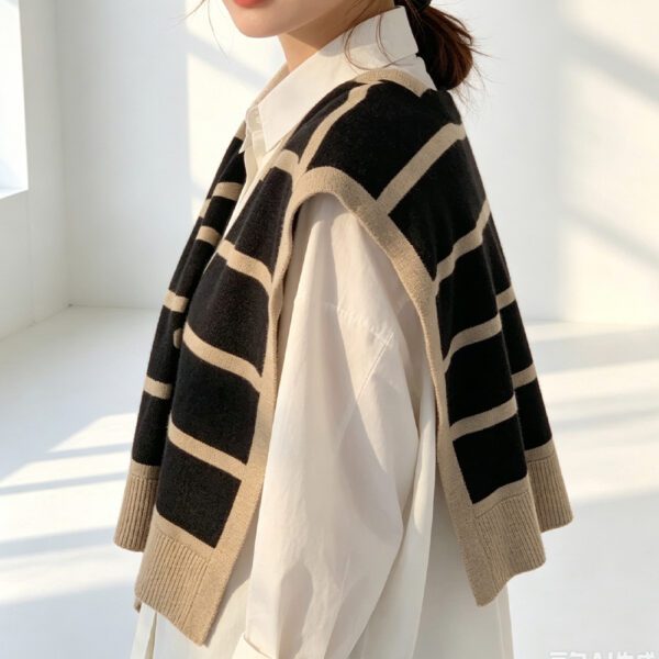 0d06418b-2c84-467d-bc9a-c7c3c0cf642a.jpg Fashionable Striped Knitted Cape For Women