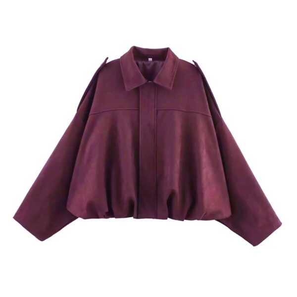 Amazon European And American Women's Clothing 2025 Spring And Autumn Suede Texture Lapel Zipper Button Pilot Jacket